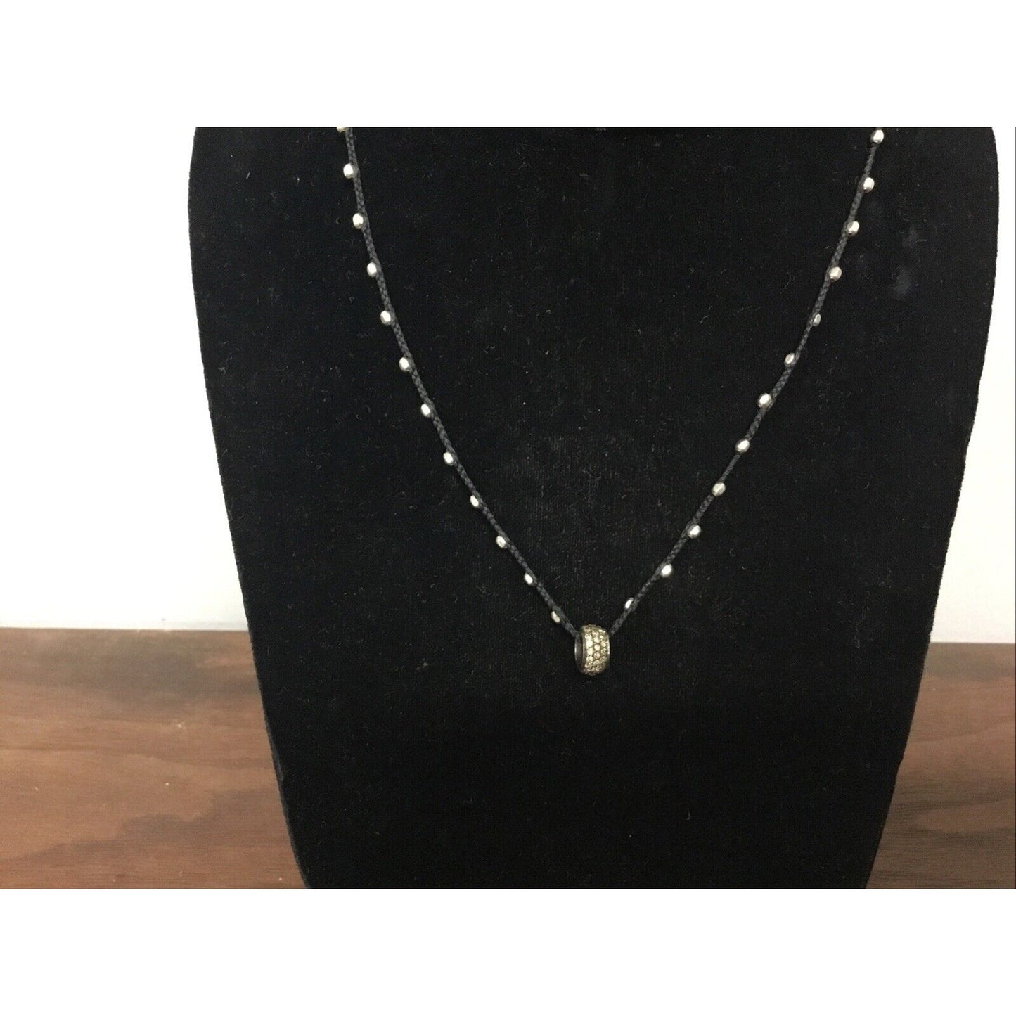 Collar Necklace With Silver Bead Pendant