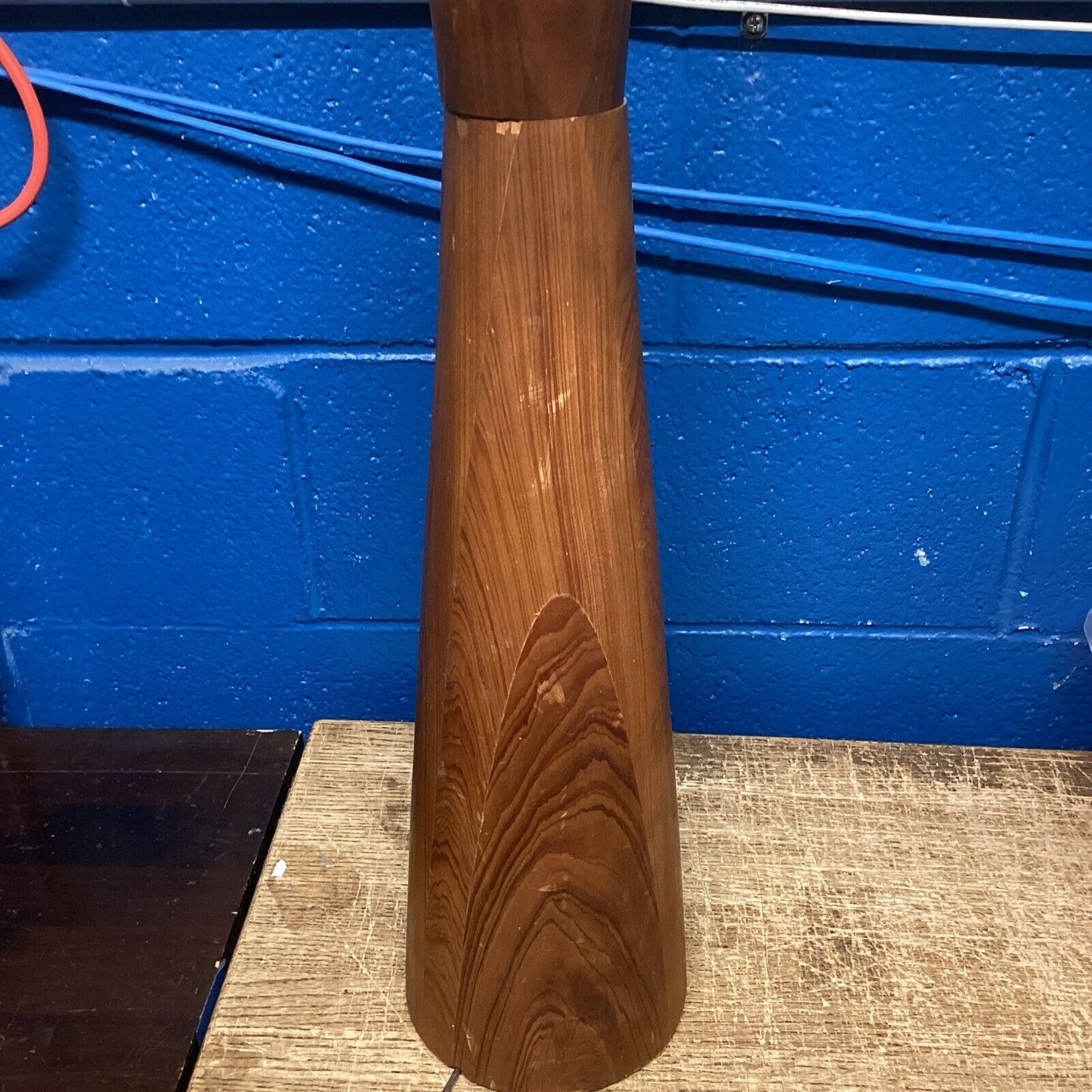 Large Vintage Wooden Lamp - 37” Tall - No Lampshade - Tested & Works