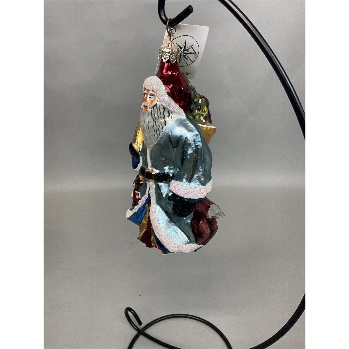 Radko Santa’s Banner Year + Santa In Blue Robe Christmas Ornaments / Damaged