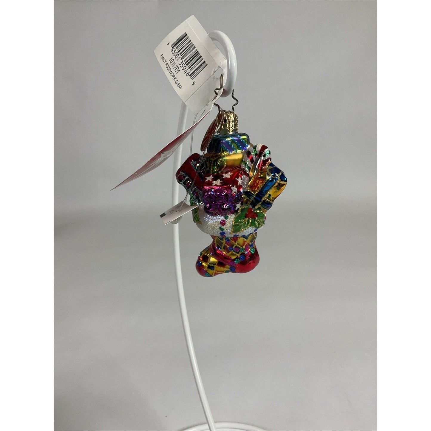 Christopher Radko Fancy Footwork Gem Stocking Stacked With Presents Ornament