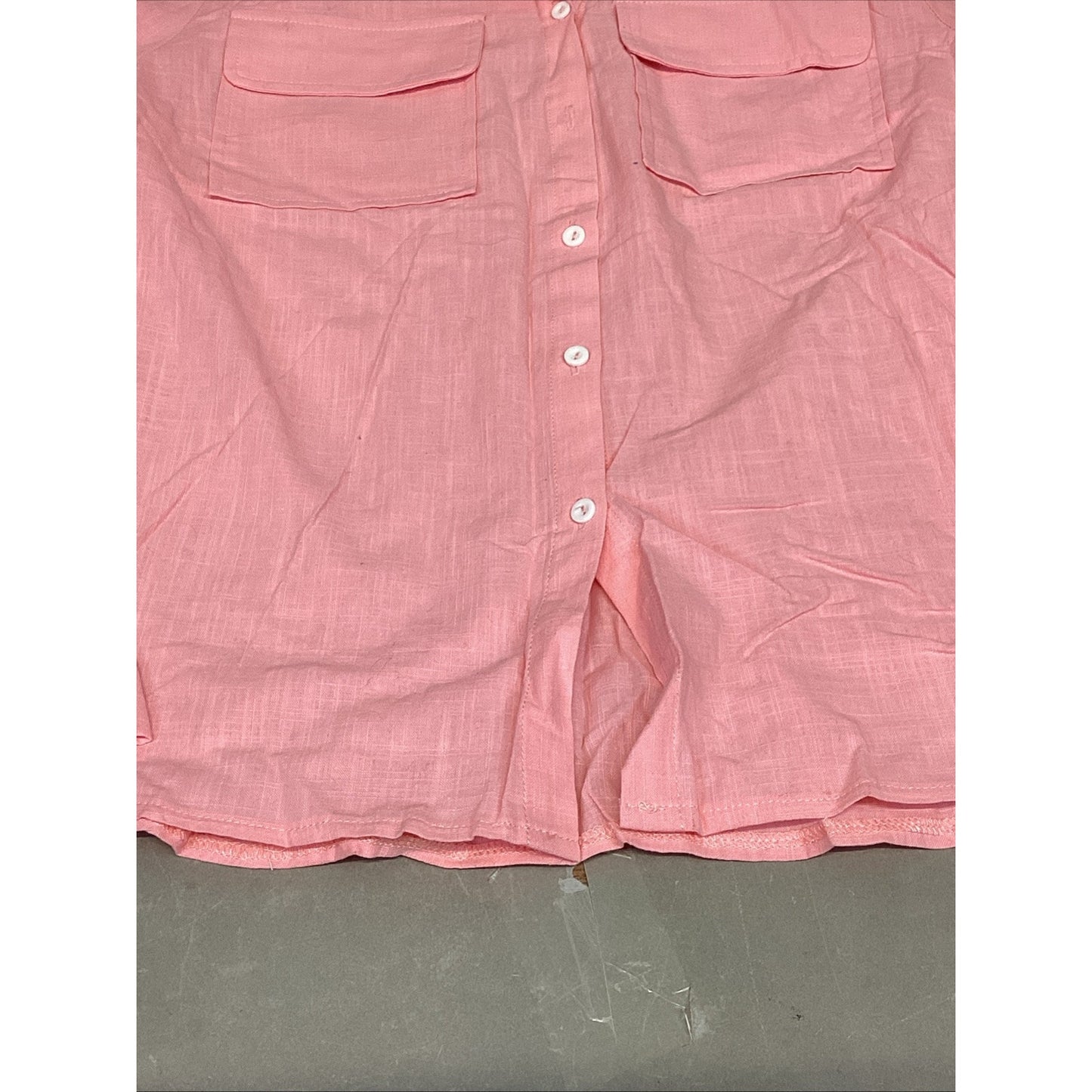 Women’s Pink Long Sleeve Button Up Colored Shirt W/ 2 Front Pockets - Medium