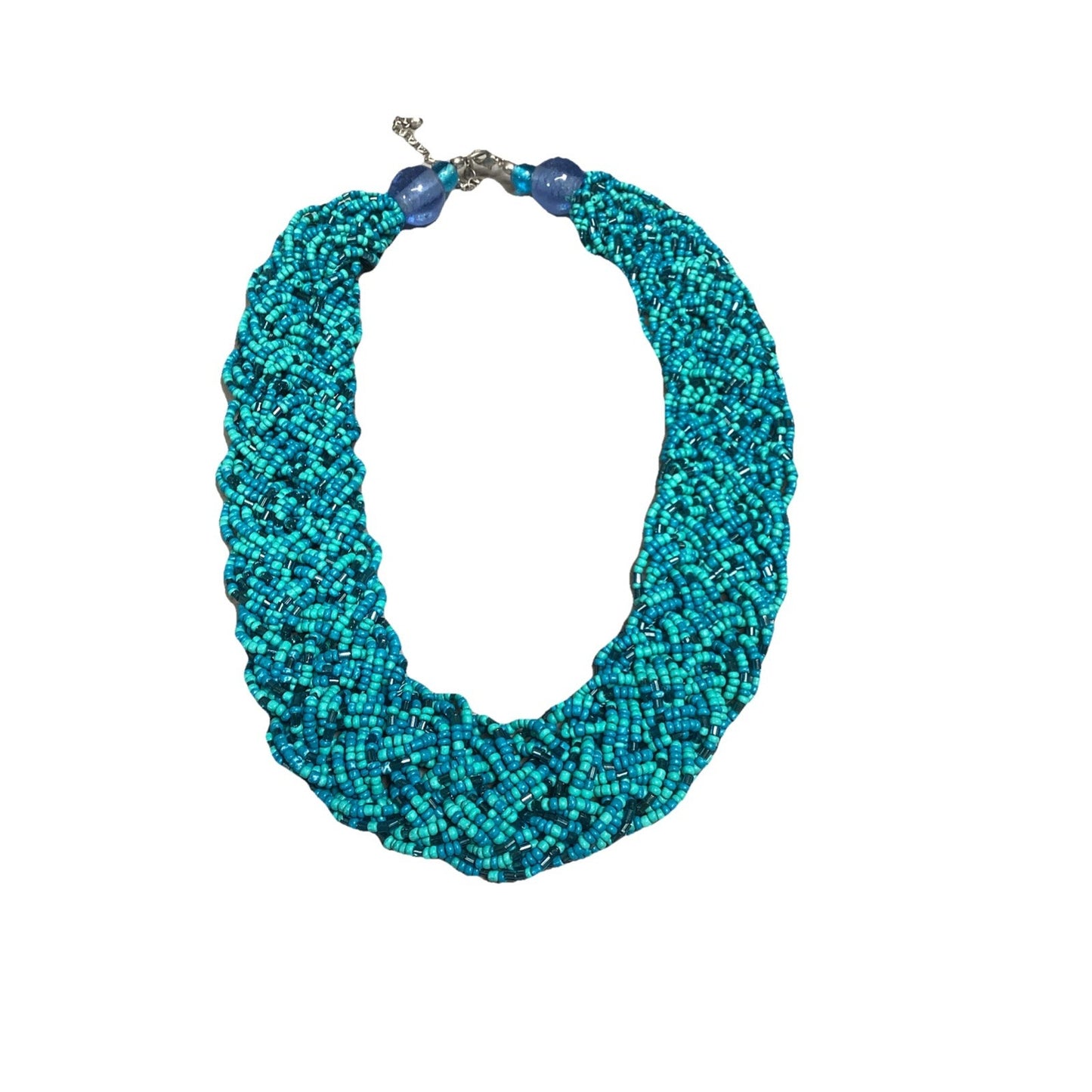 JCP Blue Woven Beaded Necklace With Blue Case