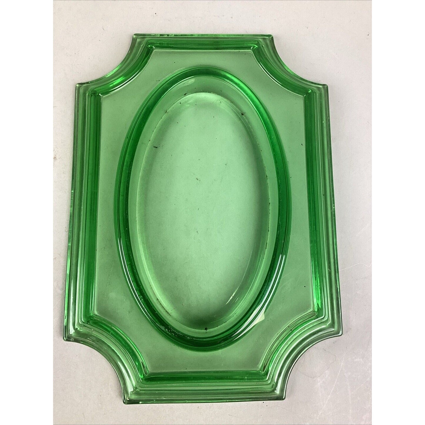 Emerald Green Glass Bread Plate Serving Dish - 13.5”L