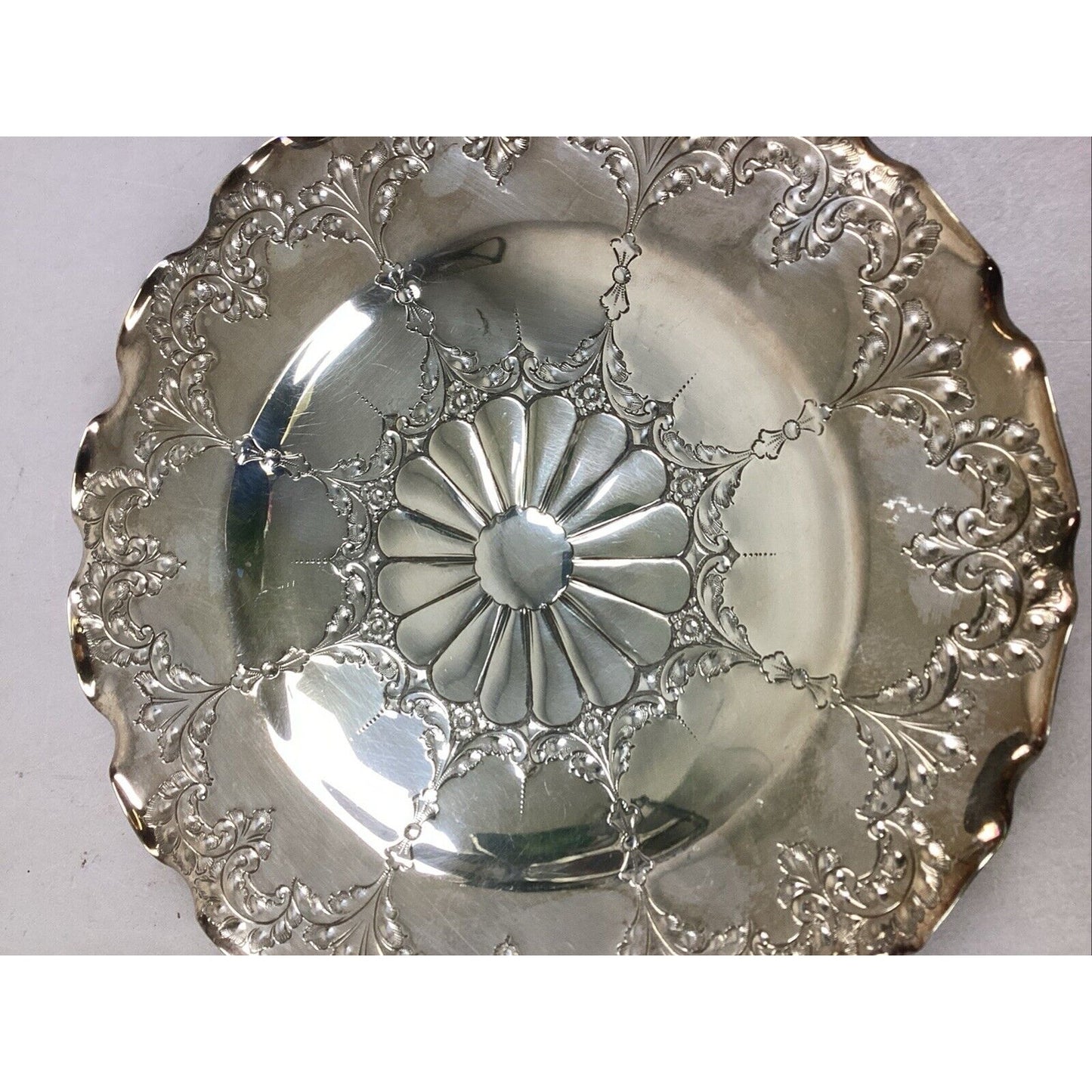 Set Of 2 Antique EPNS Round Dish Plate #6807