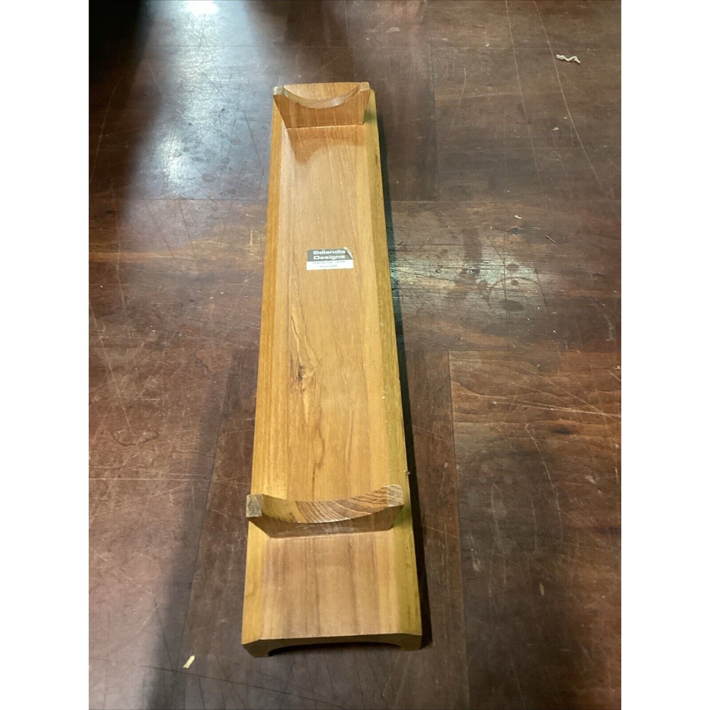 Selandia Teak Wood Bread Slicing Serving Tray Board with Feet - 17.5” - Thailand