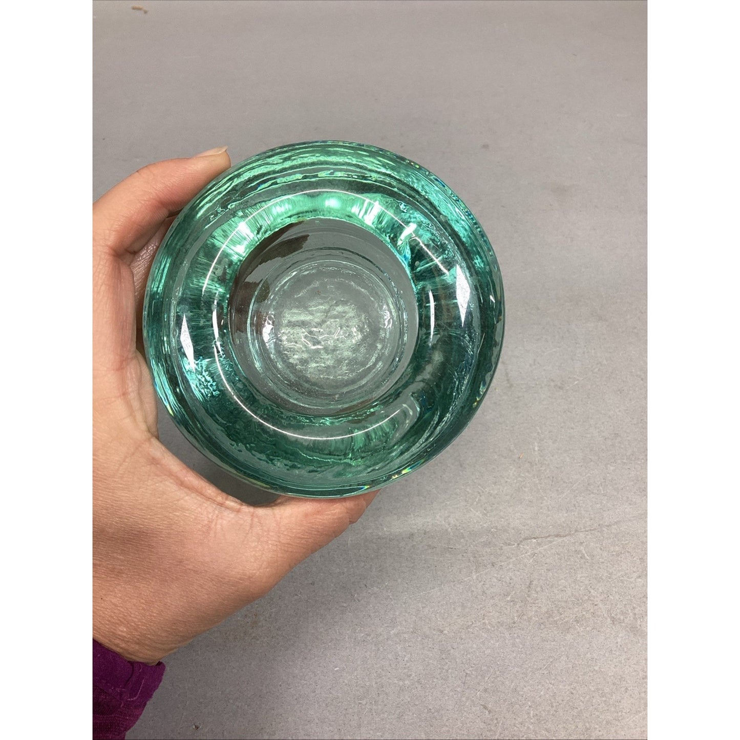 Vintage Mint Green Glass Bowl Trinket Dish Ashtray