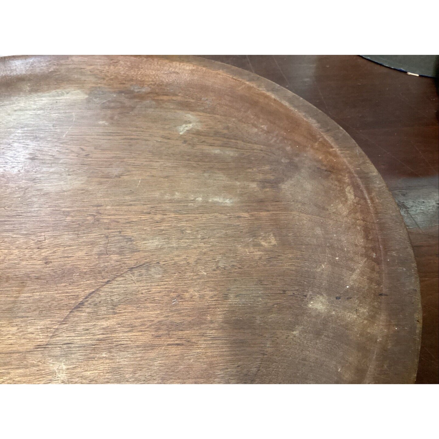 Vintage Solid & Heavy Wooden Decorative Center Table Plate Or Serving Tray -22”D