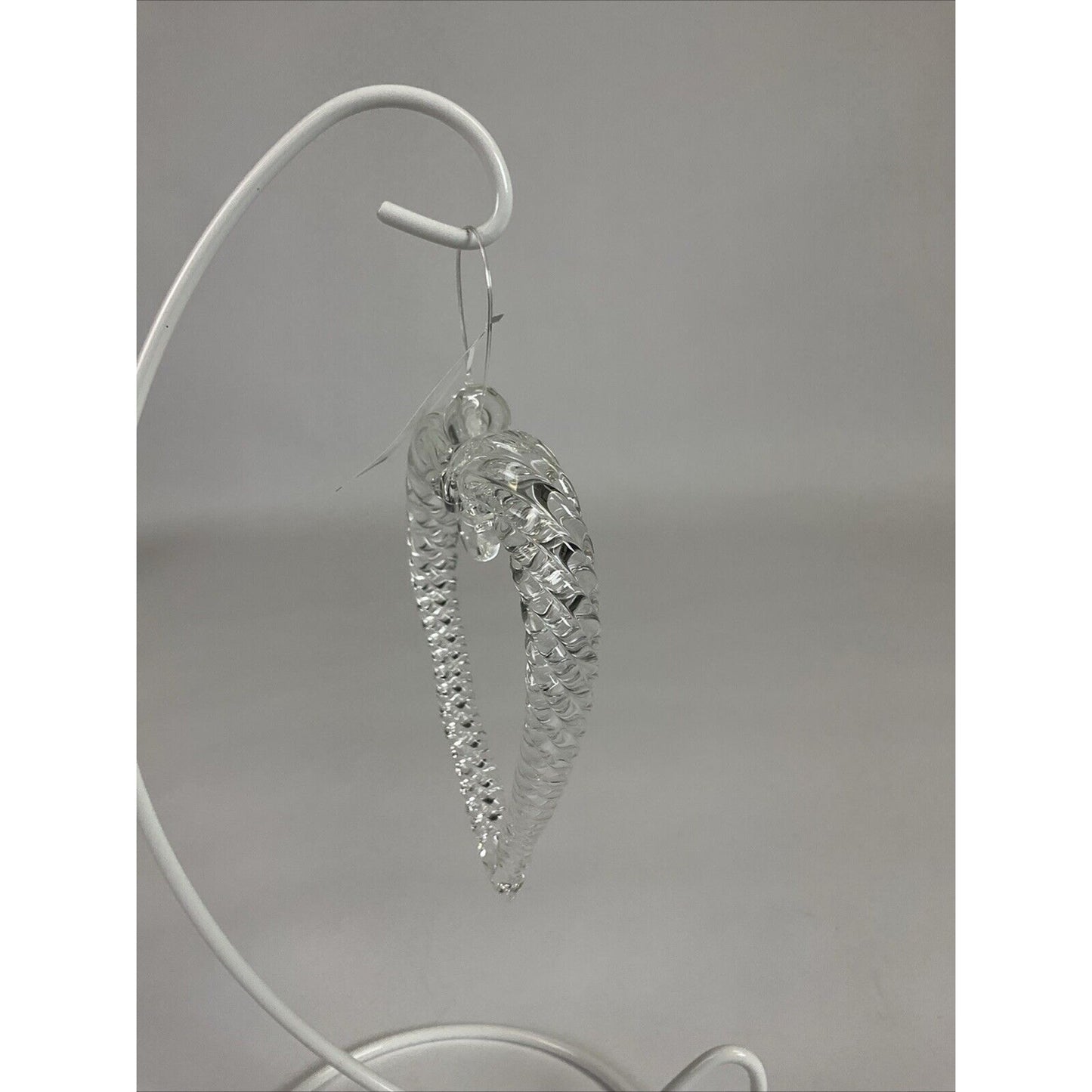Clear Hearts Crystal Ridged Glass Heart Christmas Ornaments