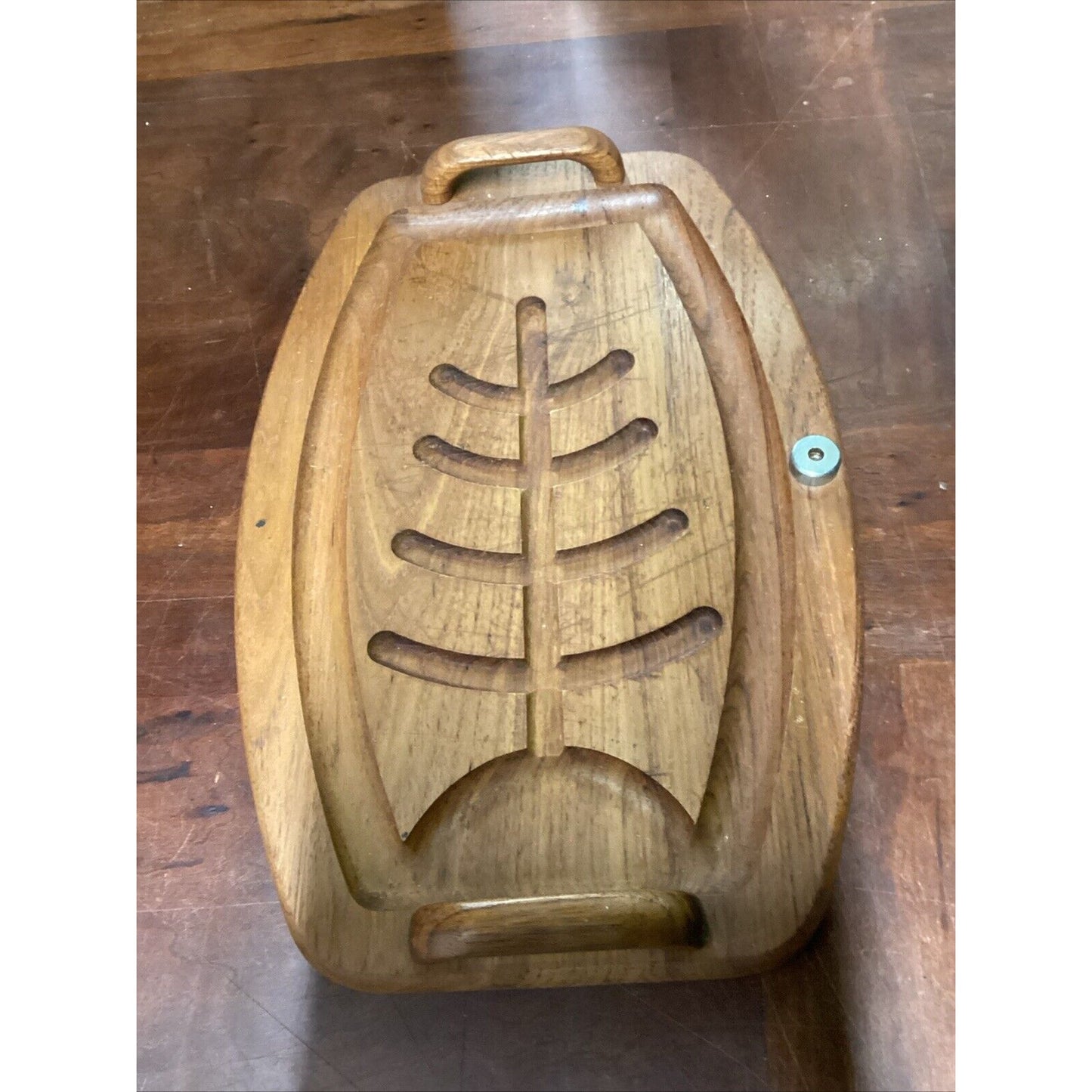 Goodwood Genuine Teak Fish Meat Footed Cutting Board With Handles - 19x13”