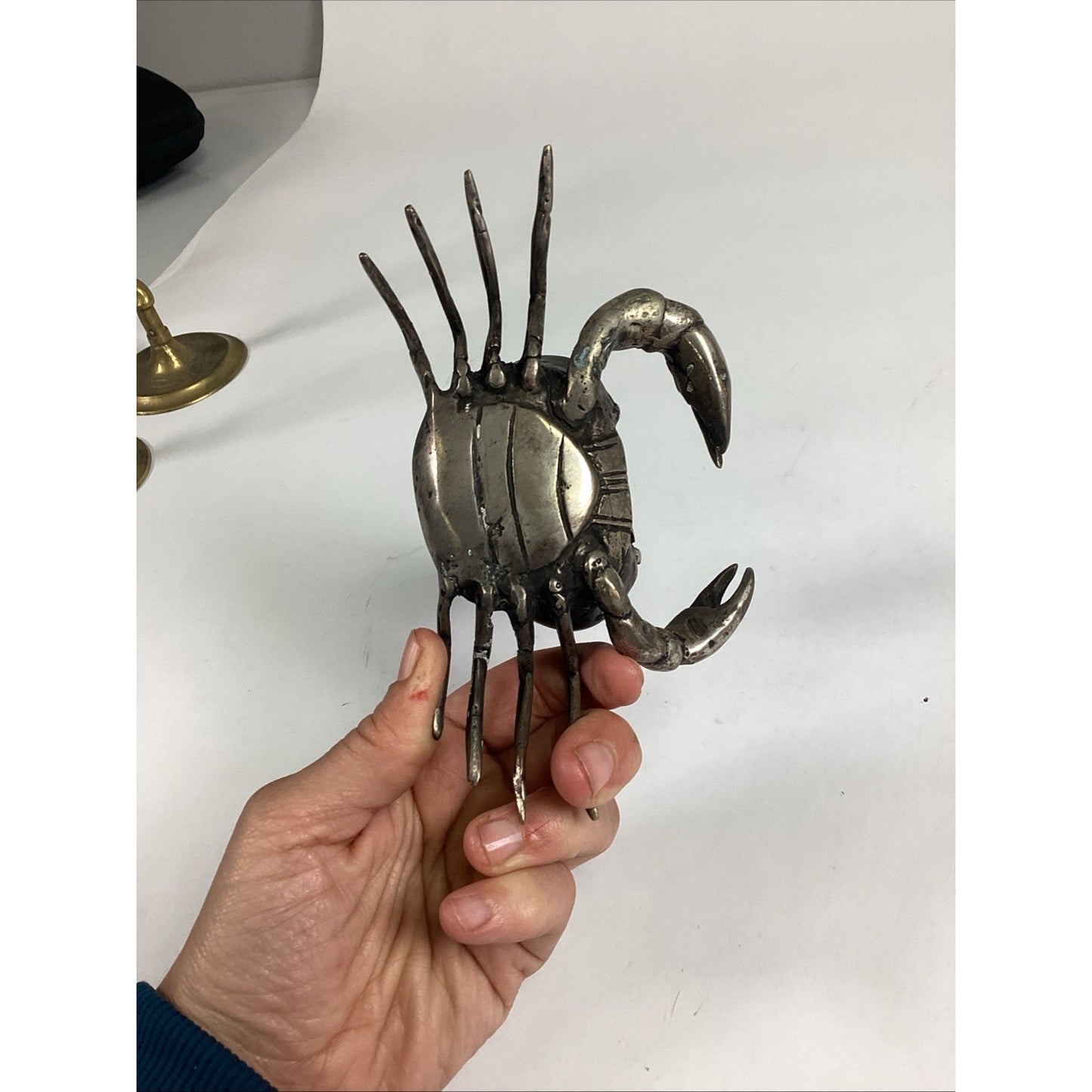 Set Of 3 Arthur Court Crab Aluminum Taper Candle Holders