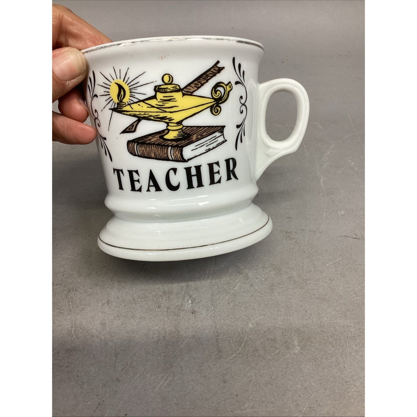 Vintage Knobler Teacher Genie Lamp Porcelain Mug W/ Gold Accents - Made In Japan