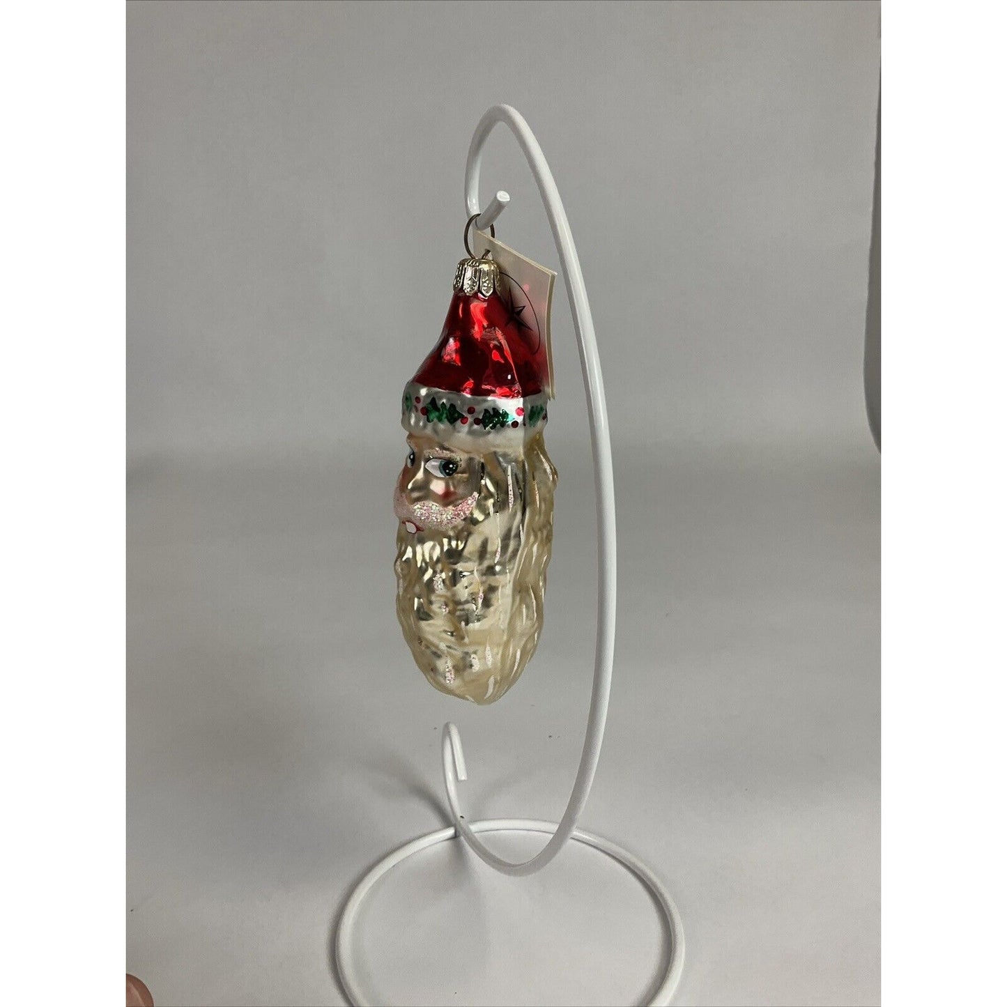 Christopher Radko Ho Ho Ho Santa Claus Head Glass Christmas Ornament 5”