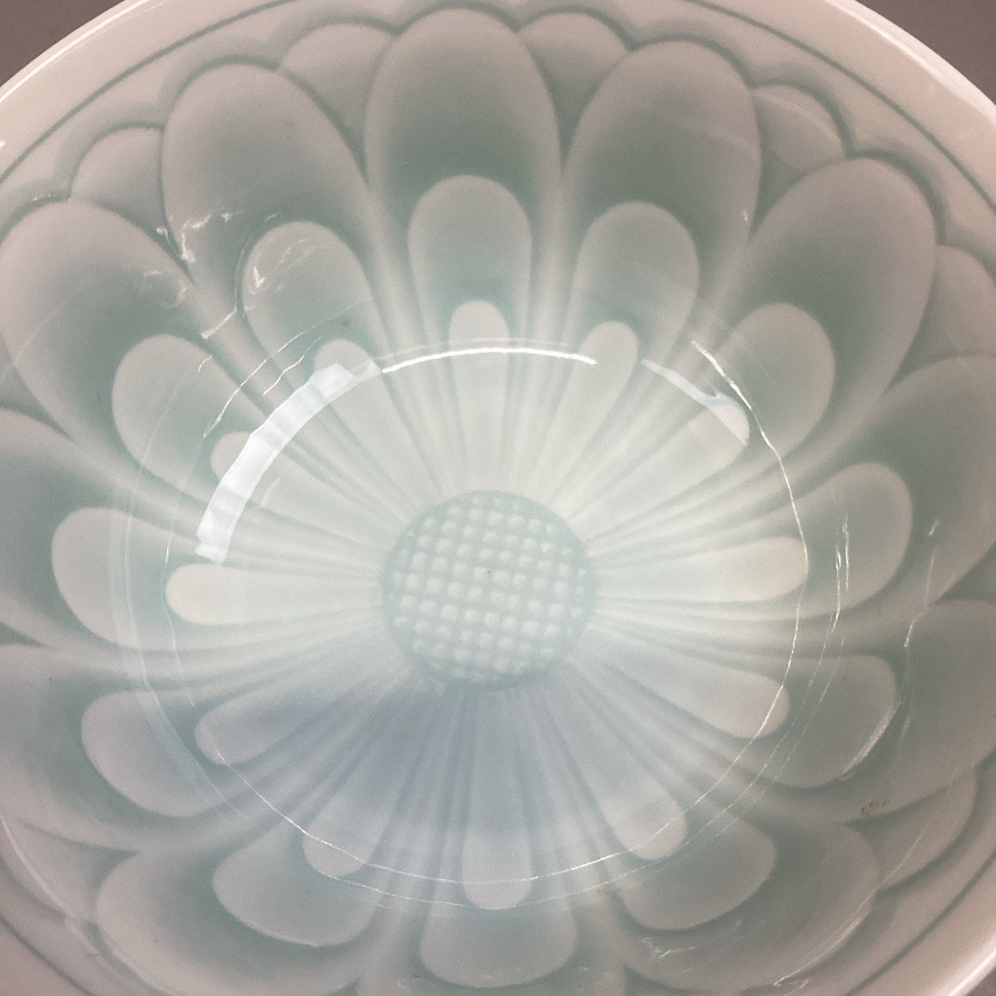 Vintage Porcelain Chinese Celadon Lotus Flower Green Soup Rice Bowl