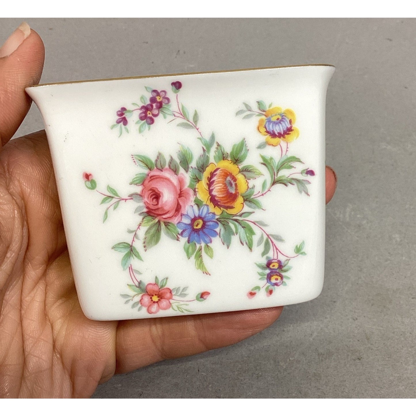 Minton Floral Toothpick Holder & Bavaria Schumann Reticulated Trinket Candy Dish