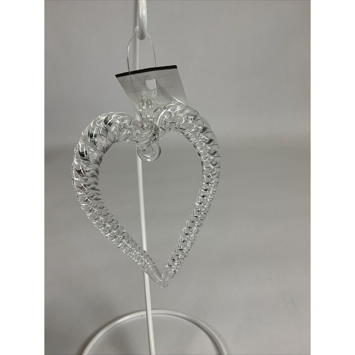 Clear Hearts Crystal Ridged Glass Heart Christmas Ornaments