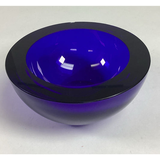 Rare Vintage GUCCI Bowl Cobalt Blue Crystal Art Glass - 3.25x7”D