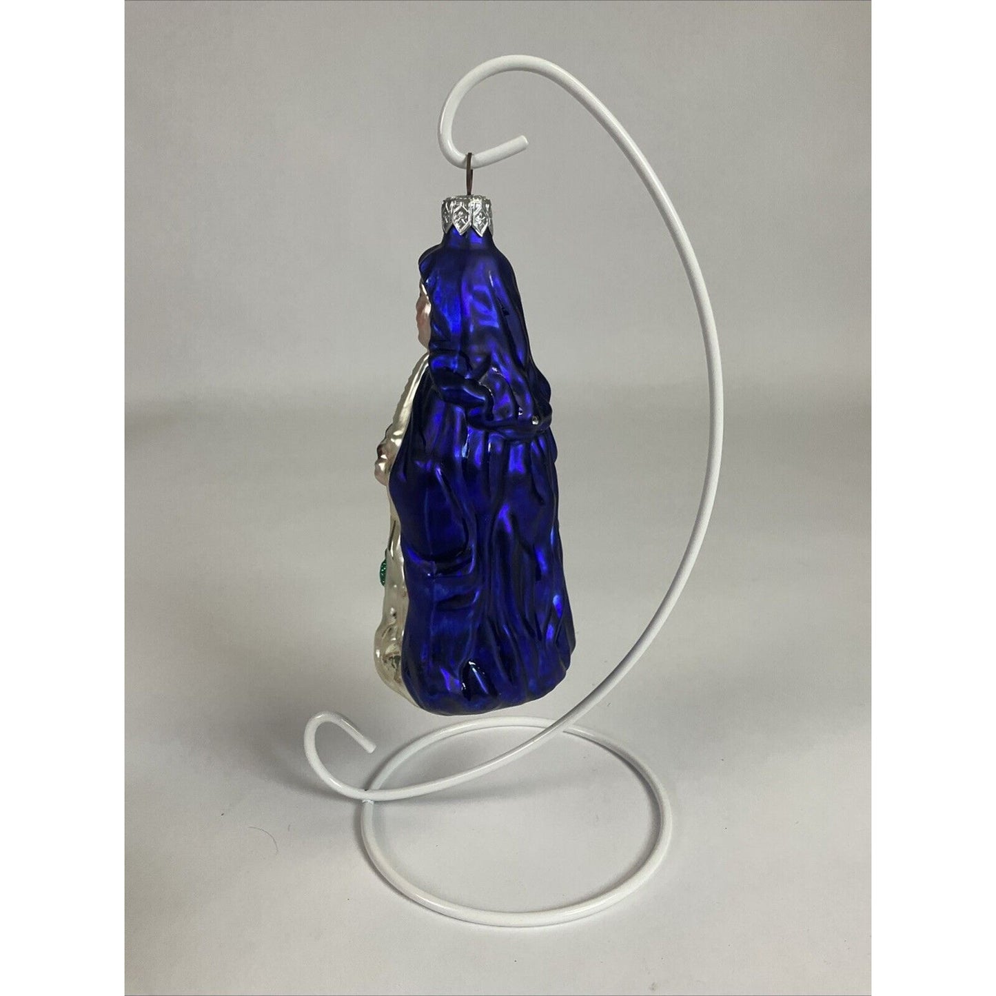 PATRICIA BREEN Glass Ornament St. Ursula Sailboat Ship Fish Cobalt Blue Robe