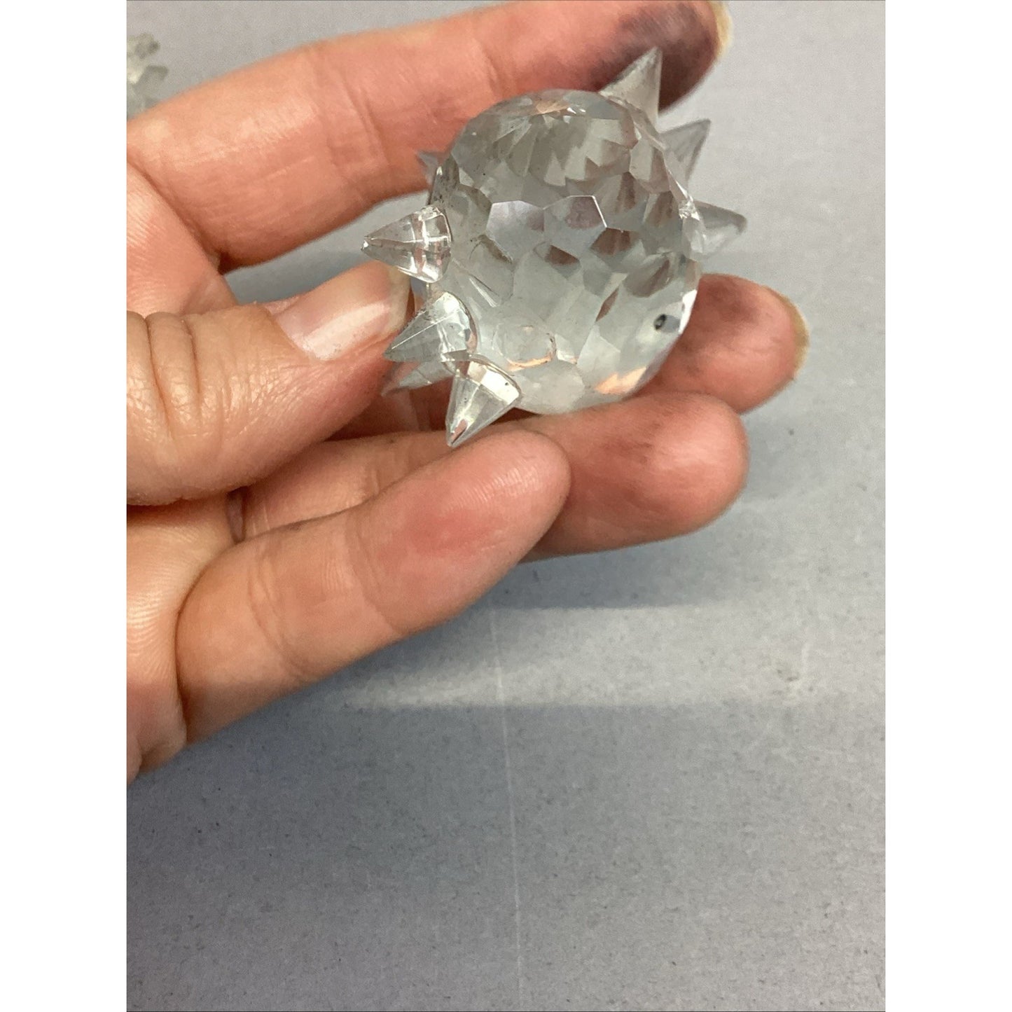 Set Of 4 Glass Porcupine Family Figurines - 2 Are Damaged