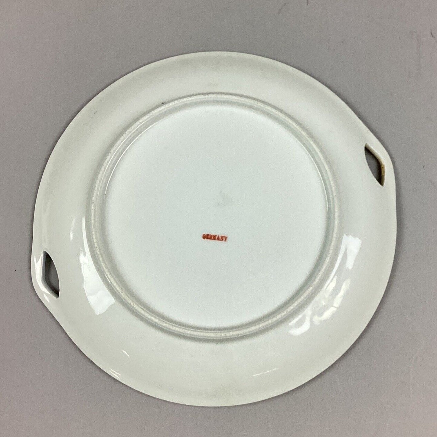 Antique German Roses Cookie Cake Dessert Serving Dish With Gold Trim & Handles