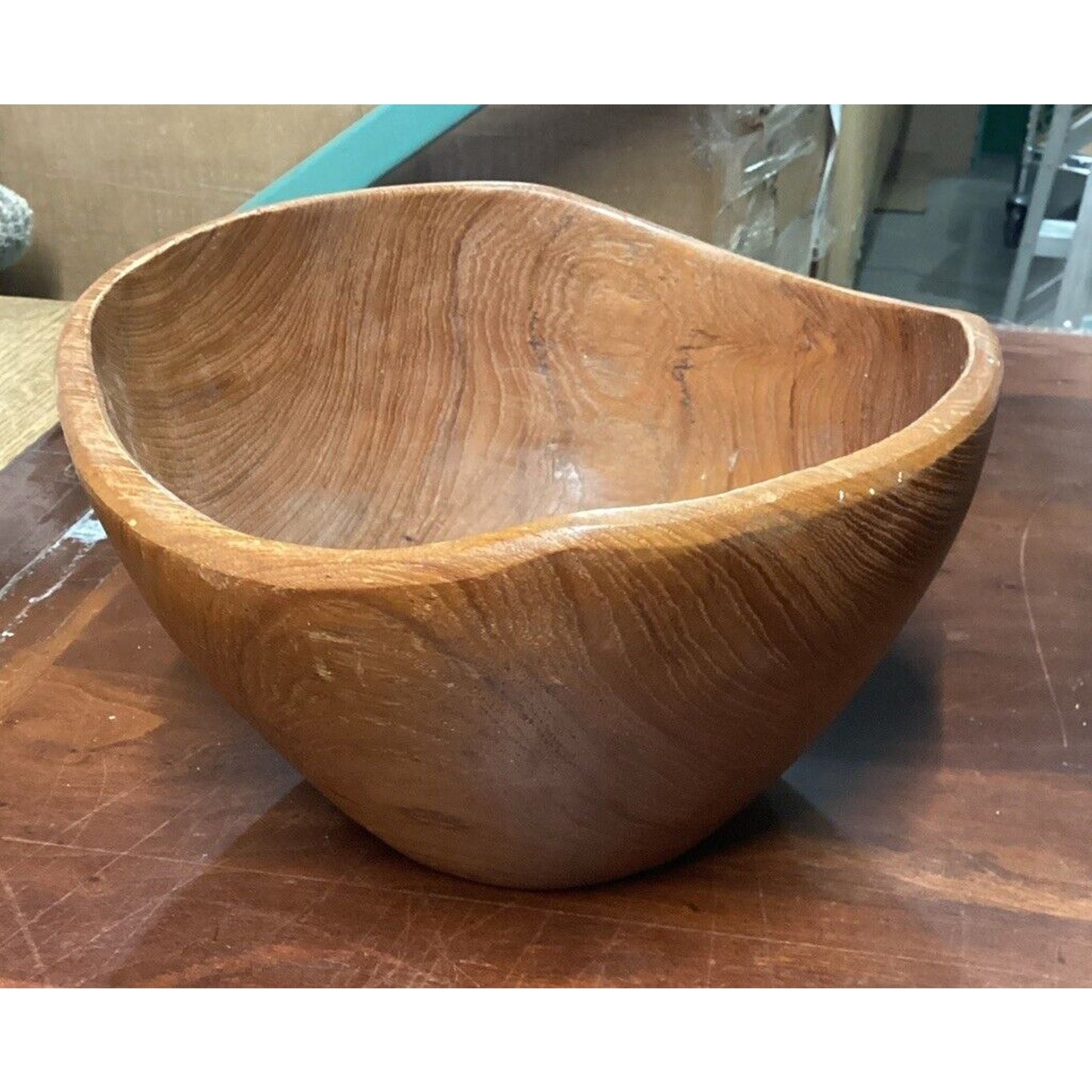 Set Of 2 Vintage Wooden Serving Salad Bowls - Medium & Large