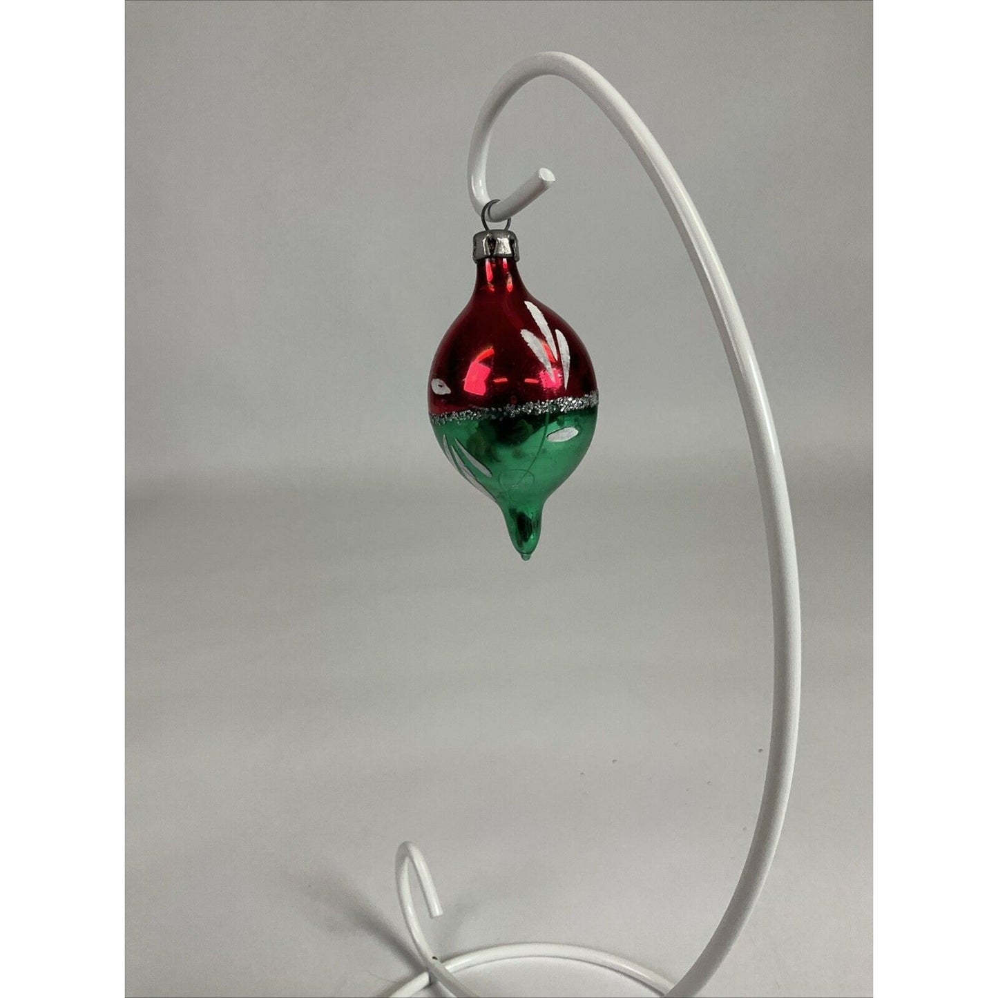 Vintage Red And Green Icicle Indented Hand Painted Christmas Ornament