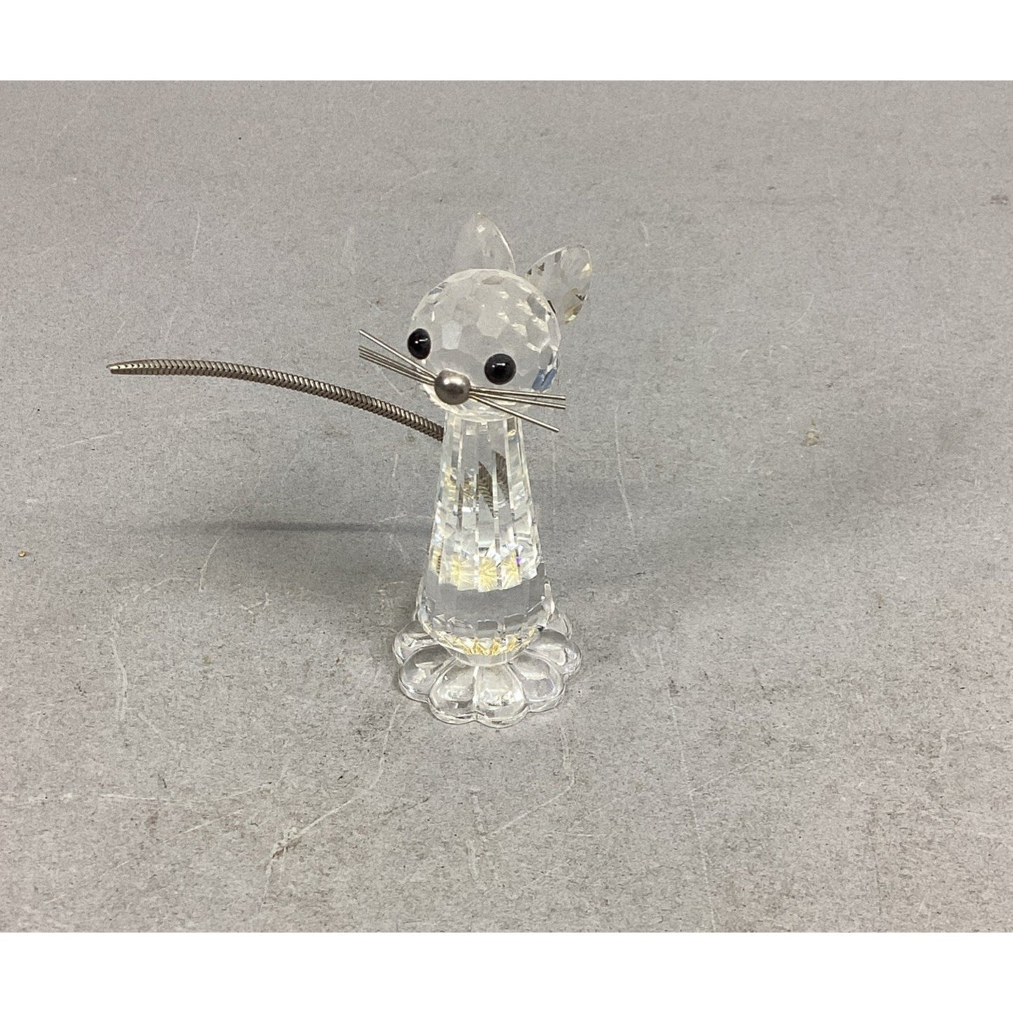 Swarovski Crystal Cat with Metal Whiskers & Flex Tail Figurine - 3”