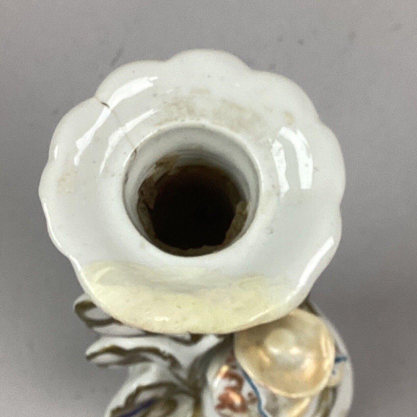 Antique Asian Chinese Porcelain Hand Painted Gold Gilt Figural Candlesticks 7.5”