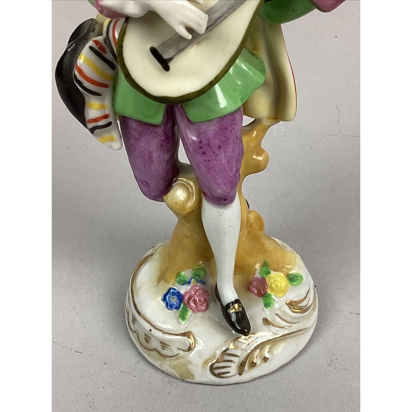 Antique Victorian Man Playing Mandolin Figurine - 6.5”