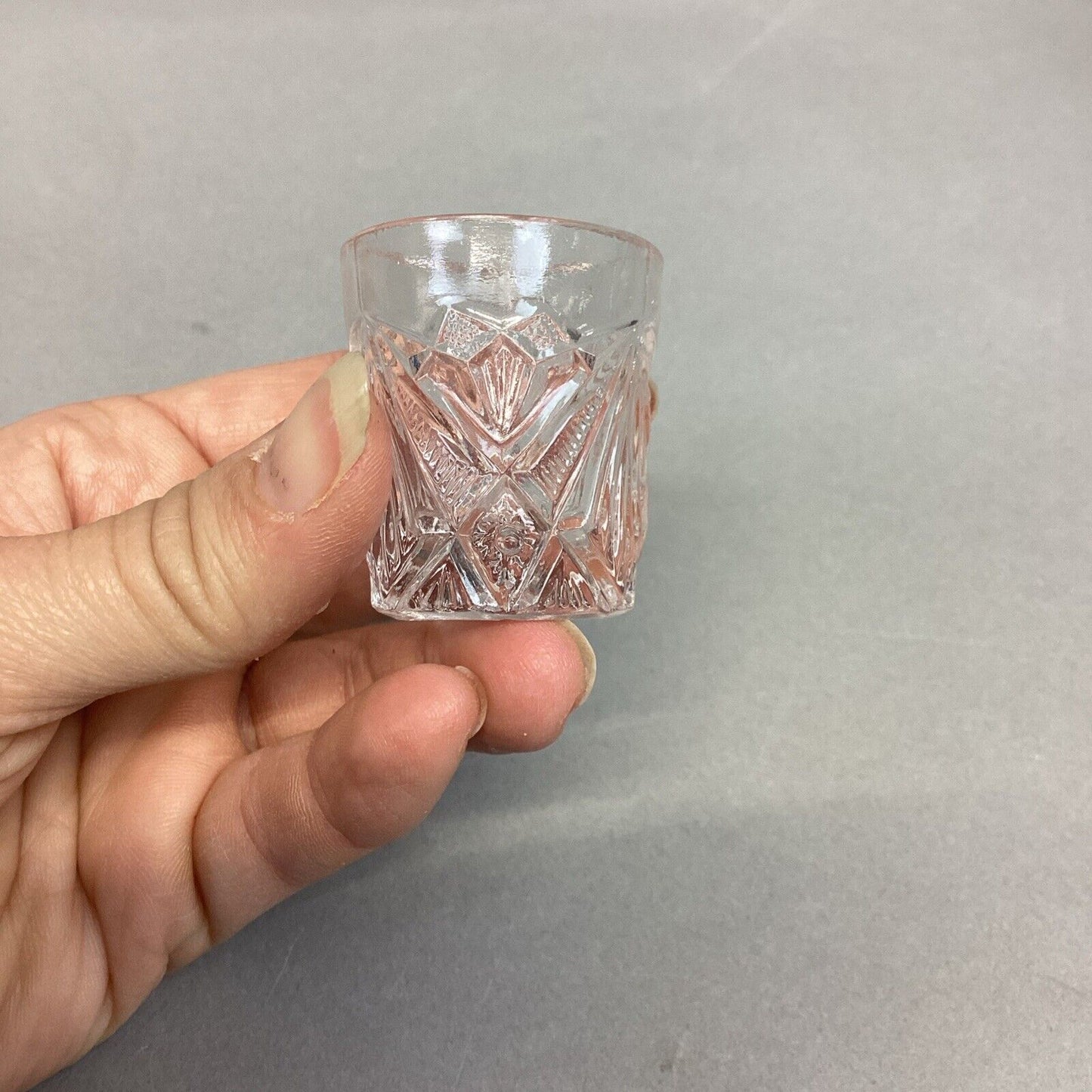 Vintage 1950’s Amber Colored Shot Glass & VTG Clear Shot Glass