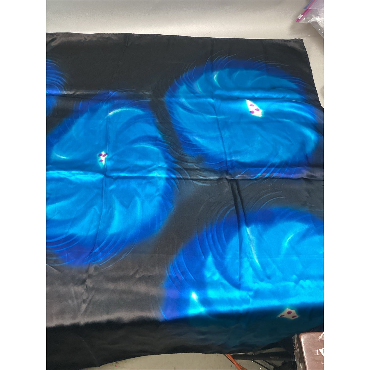 Blue Floral Silk Women’s Scarf Wrap Shawl - 45x43”