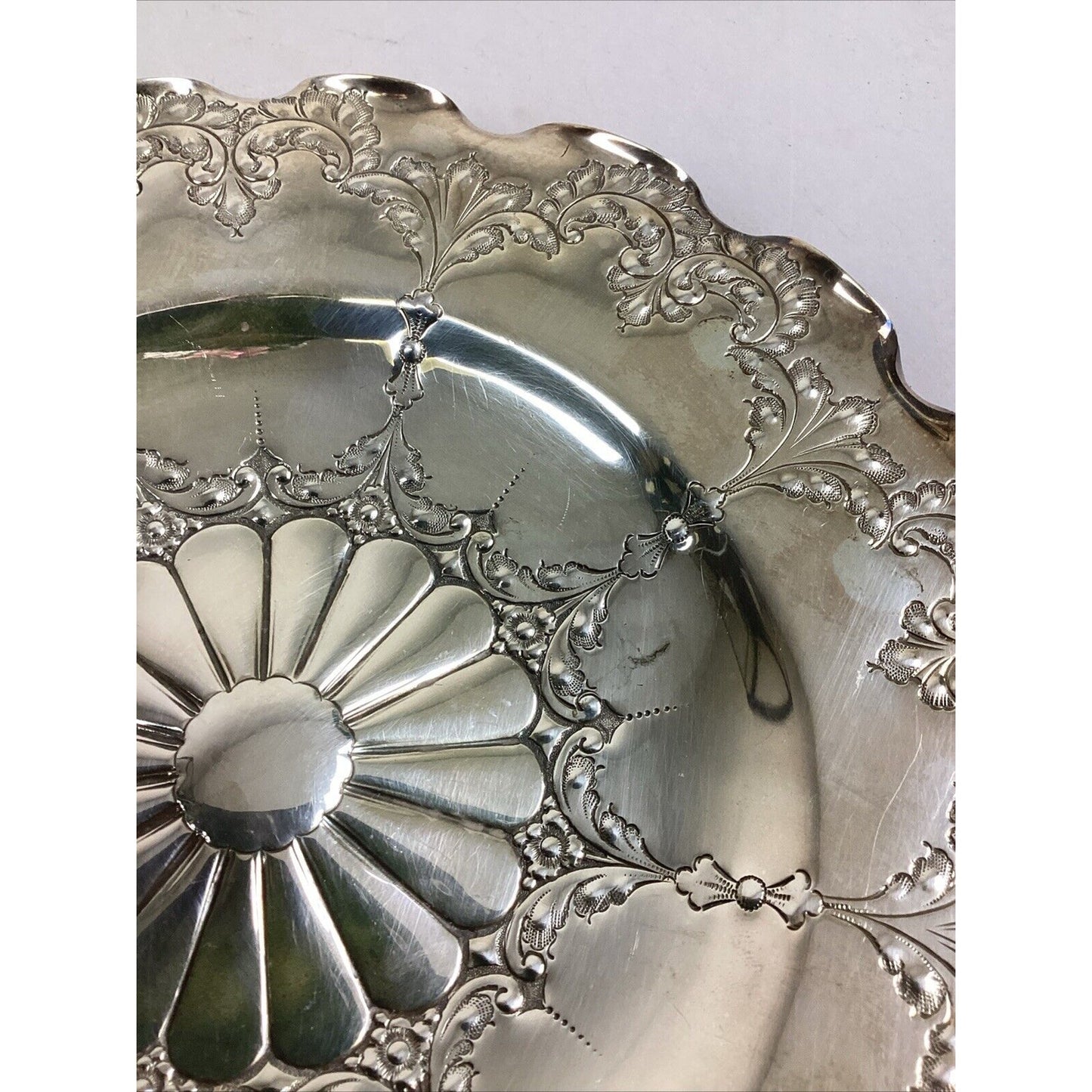 Set Of 2 Antique EPNS Round Dish Plate #6807