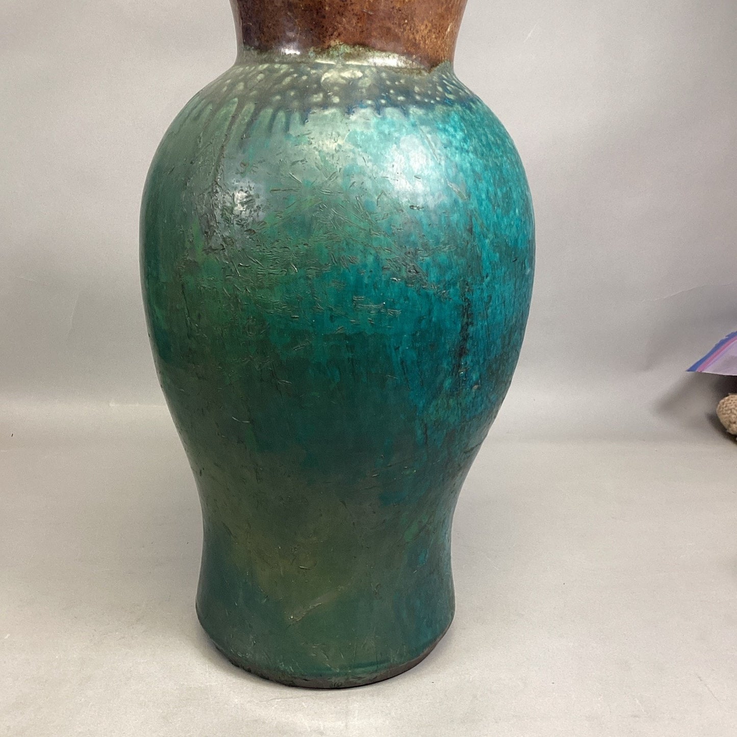 Handmade Turquoise Teal Large Vase - 17.5”H