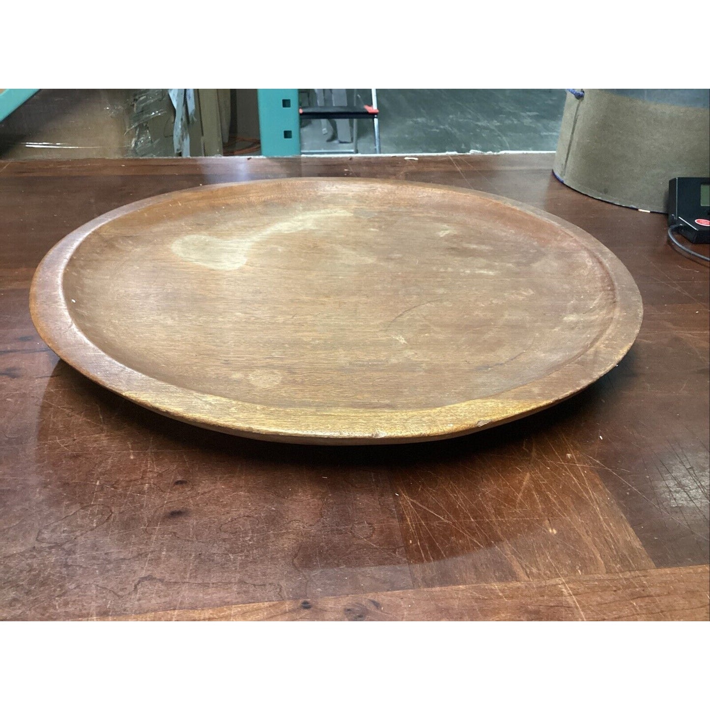 Vintage Solid & Heavy Wooden Decorative Center Table Plate Or Serving Tray -22”D