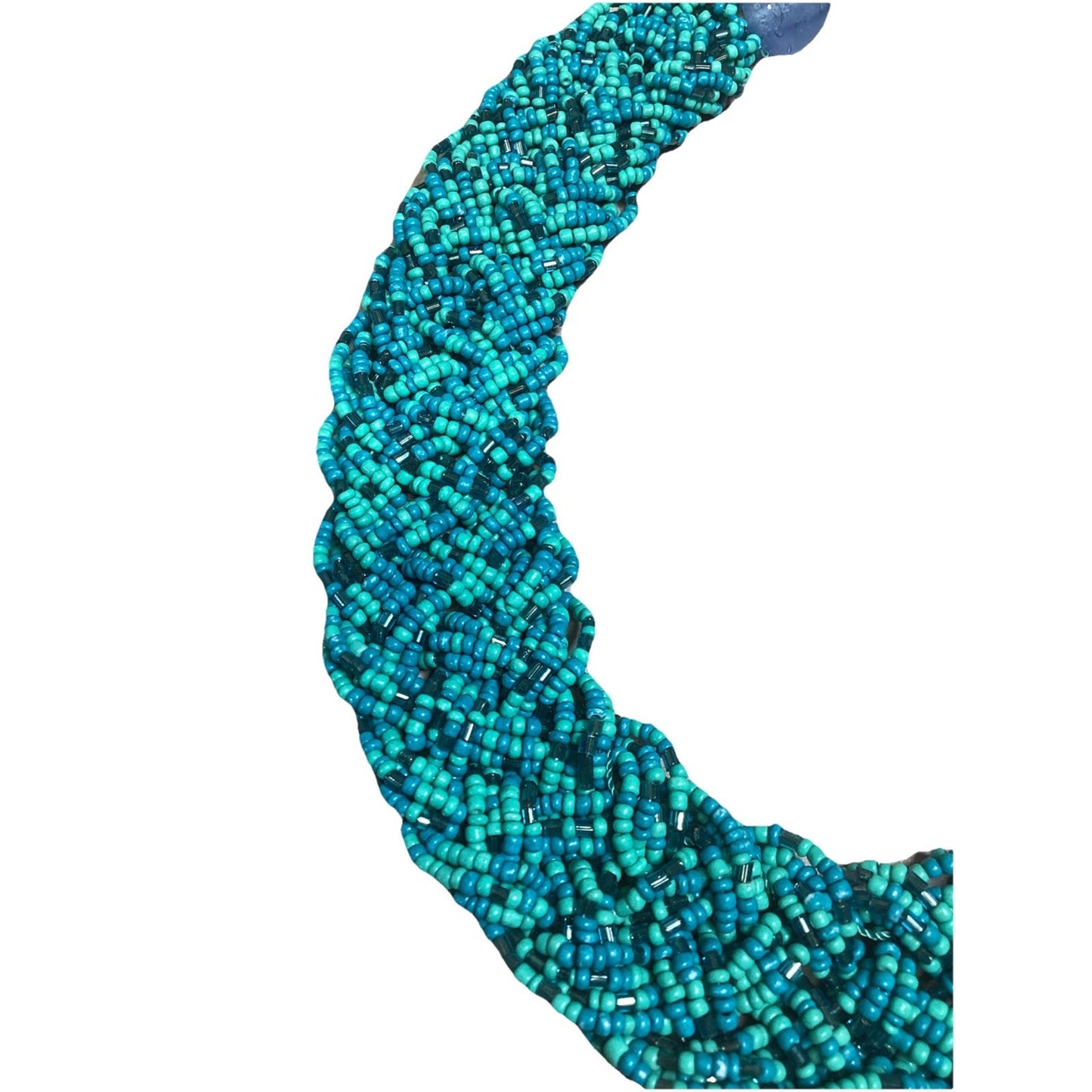 JCP Blue Woven Beaded Necklace With Blue Case