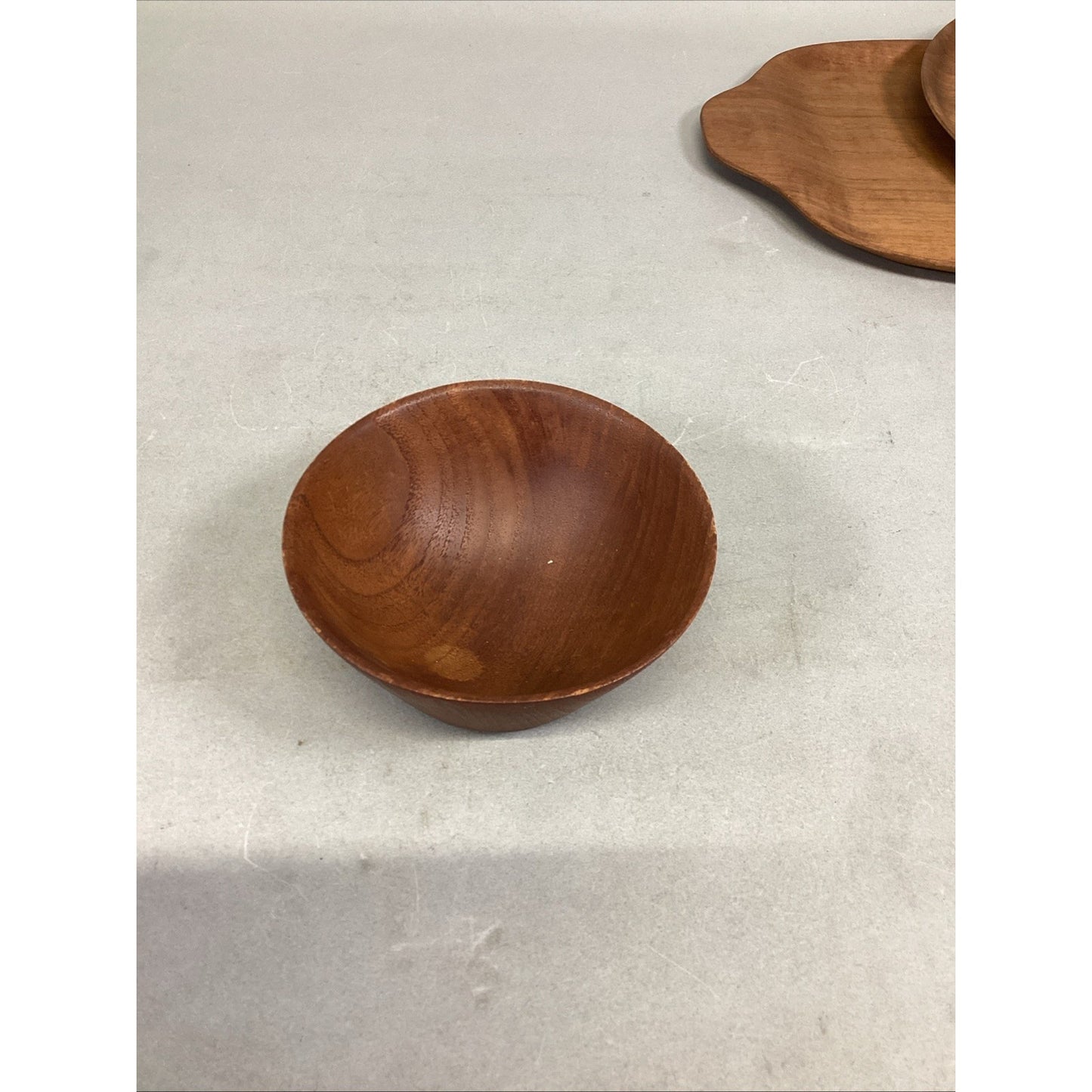 Set Of 3 - Teak Serving Platter- Round Serving Platter And Small Bowl