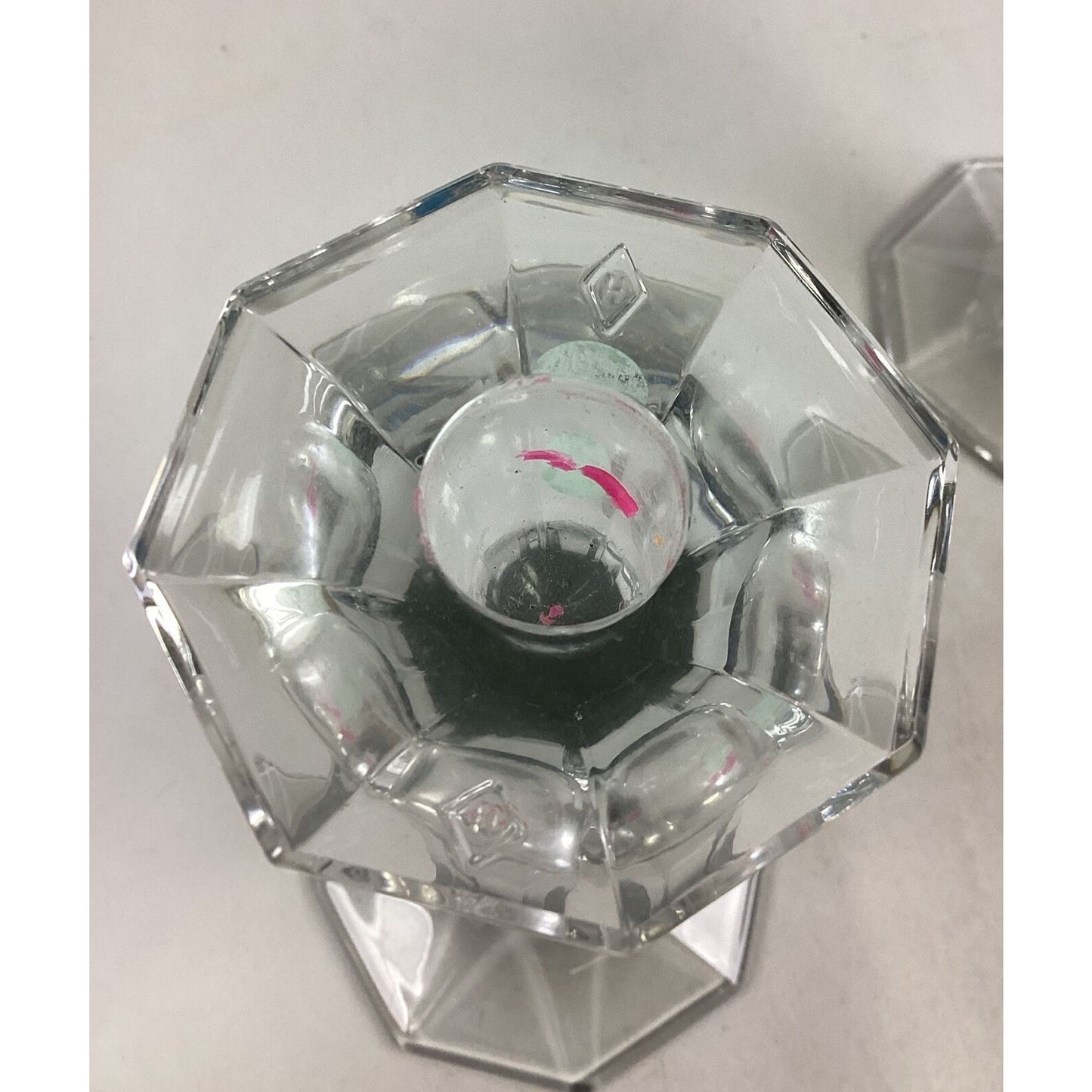 2 Large Clear Glass Vases With Octagonal Bases - 11.25”H