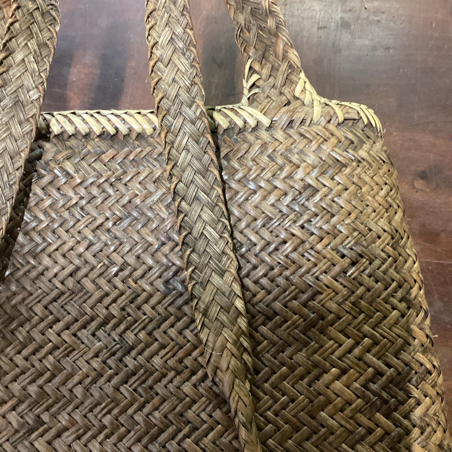 Vintage Handwoven Wicker Basket Backpack - 19x16”