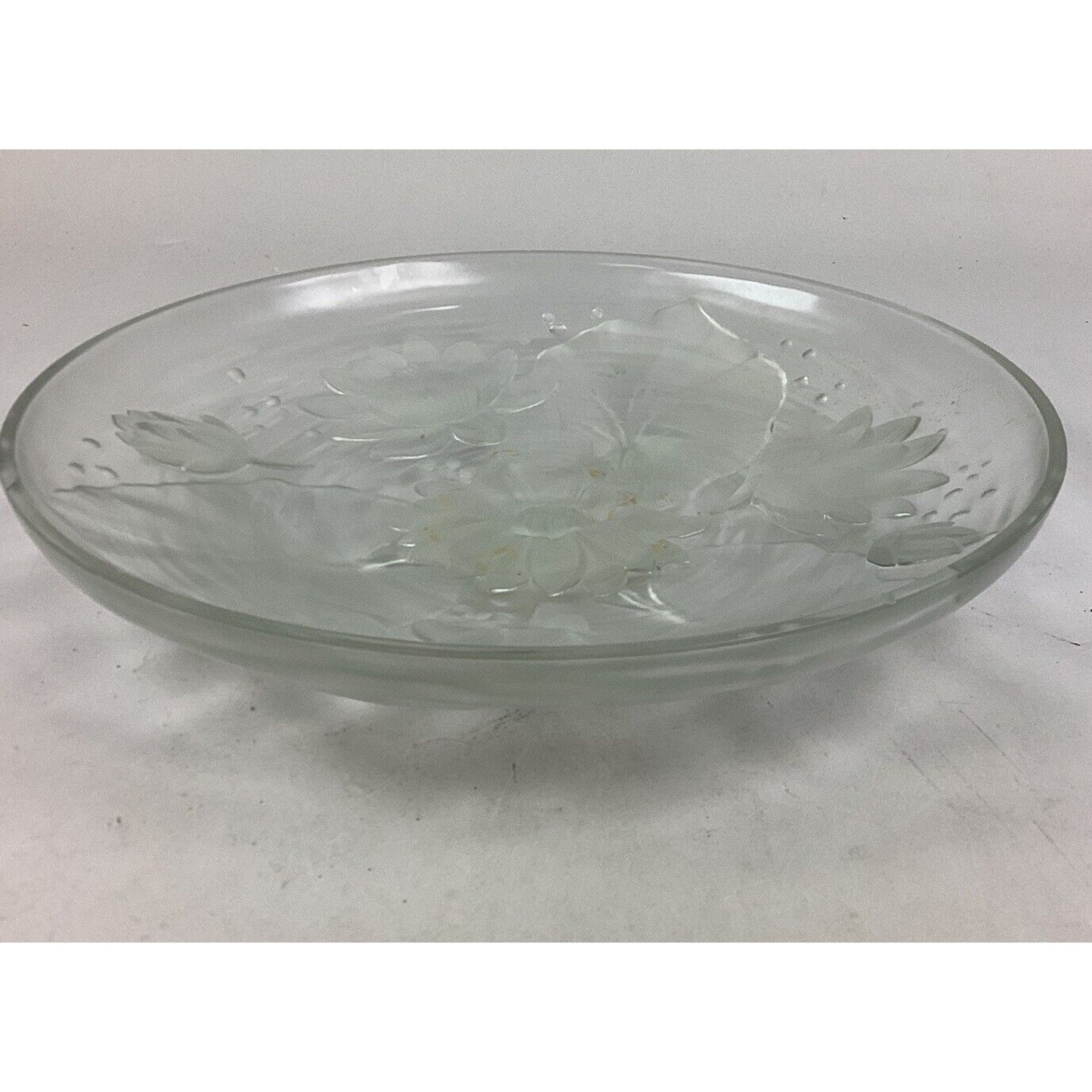 Vintage Verly’s Frosted Water Lilies Bowl - Signed - 13 3/4”