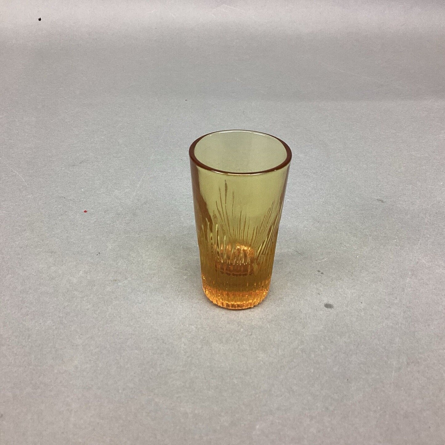 Vintage 1950’s Amber Colored Shot Glass & VTG Clear Shot Glass