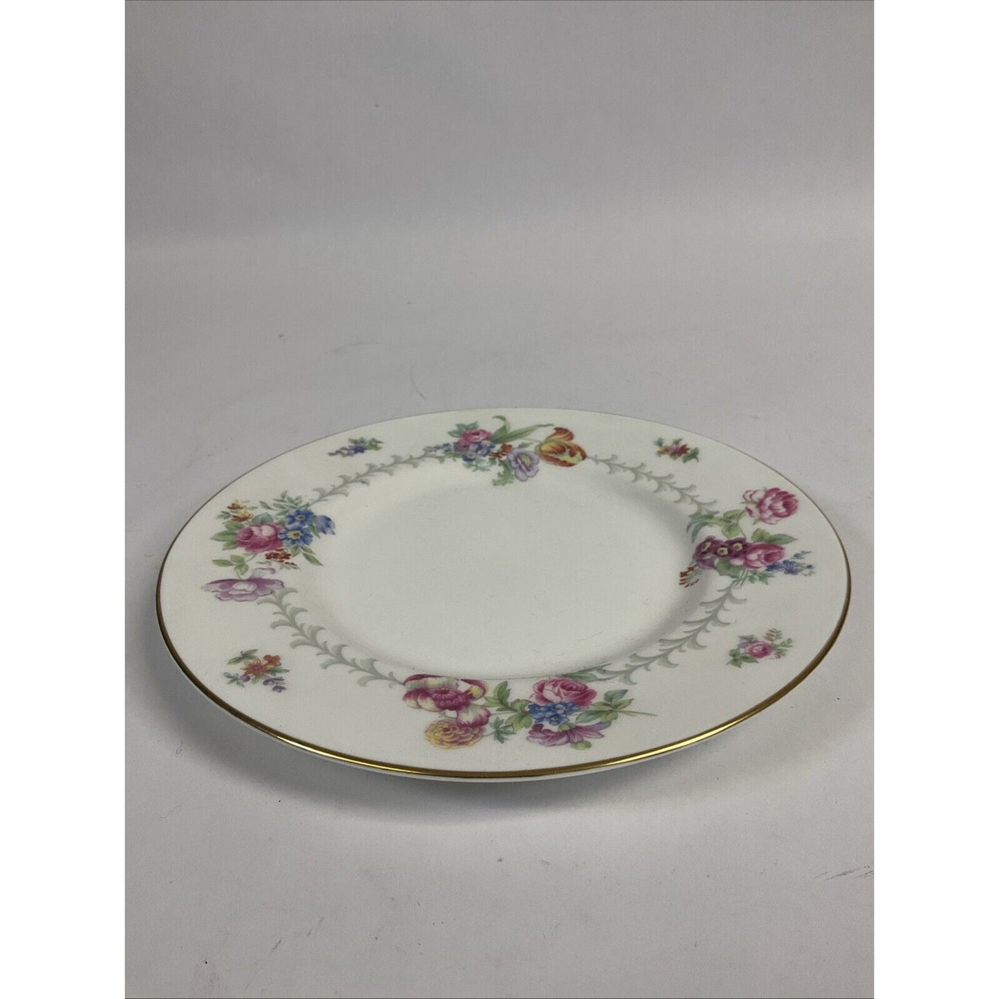 Vintage Minton Berkshire Set Of 6 Plates Bone China England Floral Design Gold