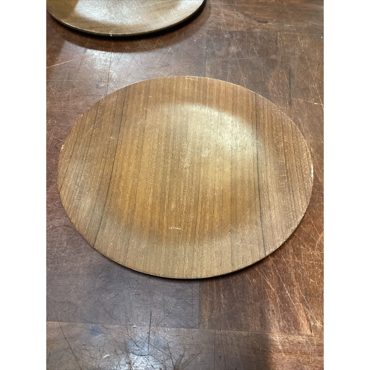 Set Of 3 Coronet Genuine Laminated Thailand Teakwood Plates - 8”D