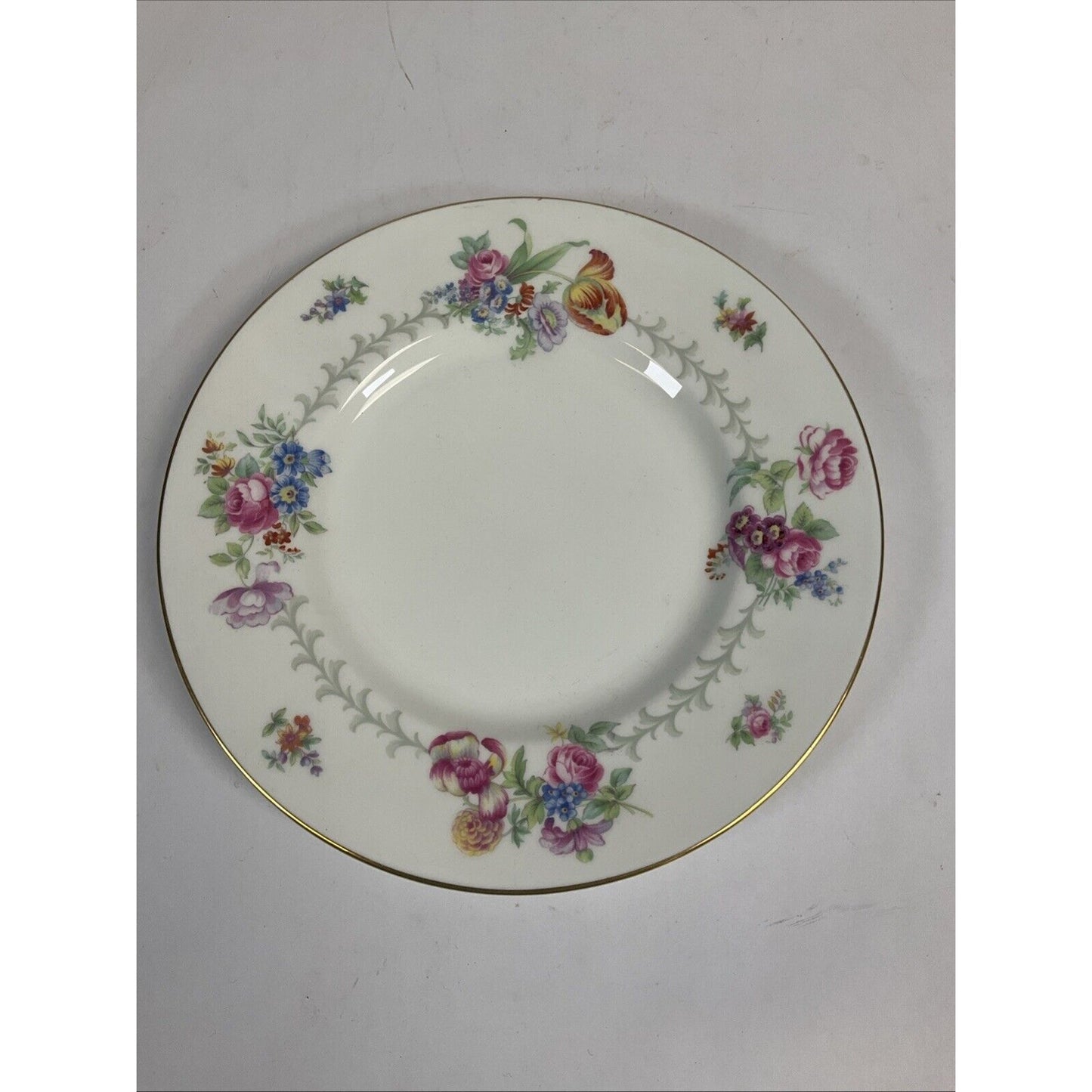 Vintage Minton Berkshire Set Of 6 Plates Bone China England Floral Design Gold