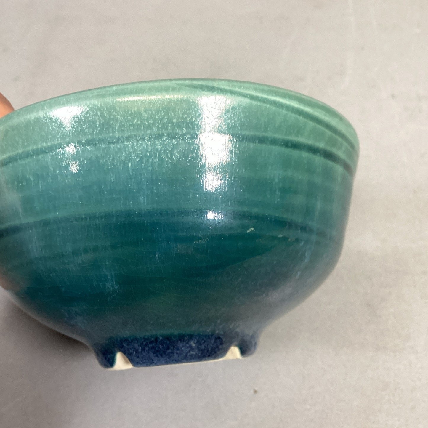 Set Of 2 Handmade Bowls (Glossy Blue & Orange/Green)