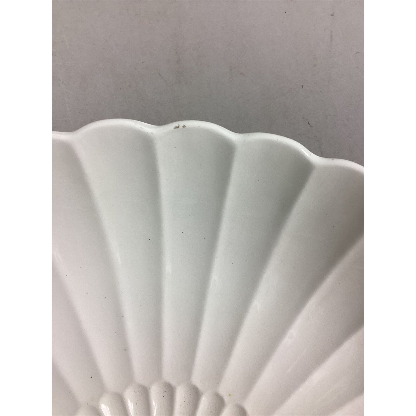 White Round Scalloped Serving Bowl - 2.5”Hx9 3/4”D