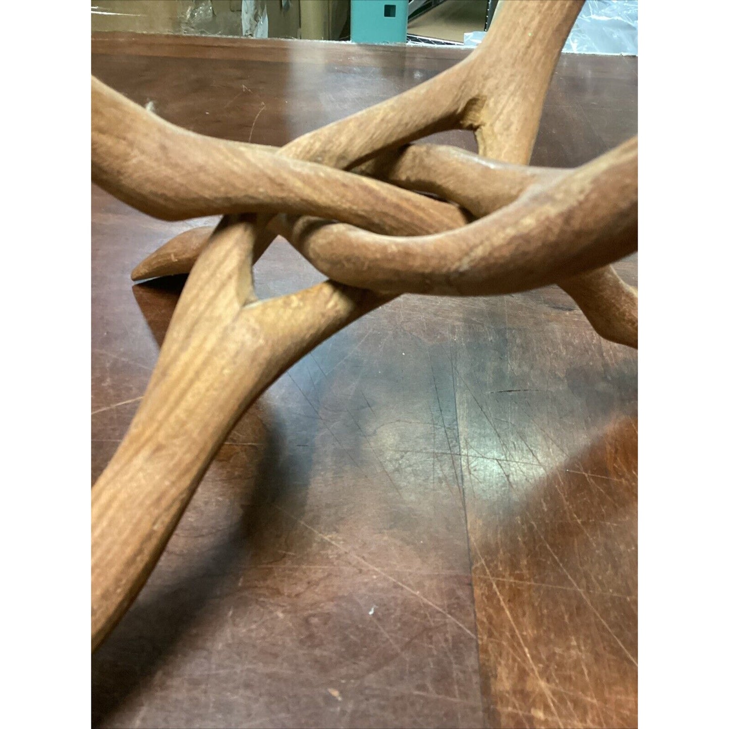 Vtg Hand Carved Wooden Cobra Tripod Stand For Plants Bowls