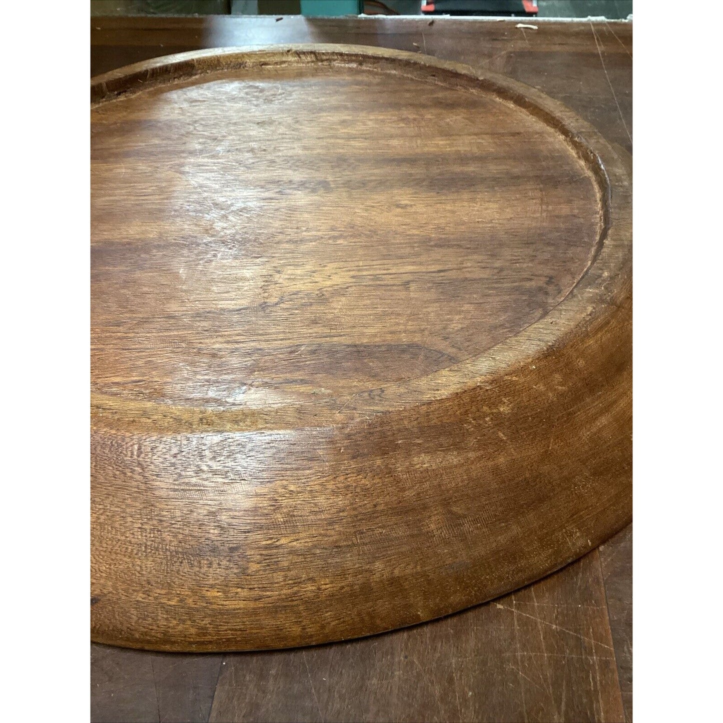 Vintage Solid & Heavy Wooden Decorative Center Table Plate Or Serving Tray -22”D