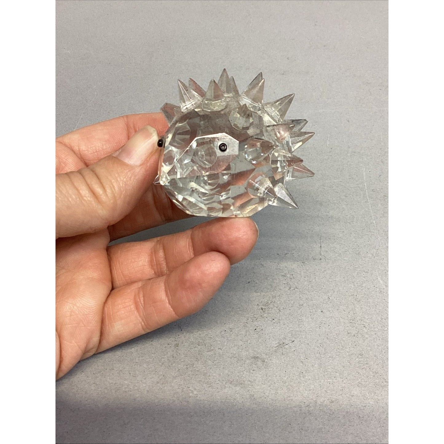 Set Of 4 Glass Porcupine Family Figurines - 2 Are Damaged