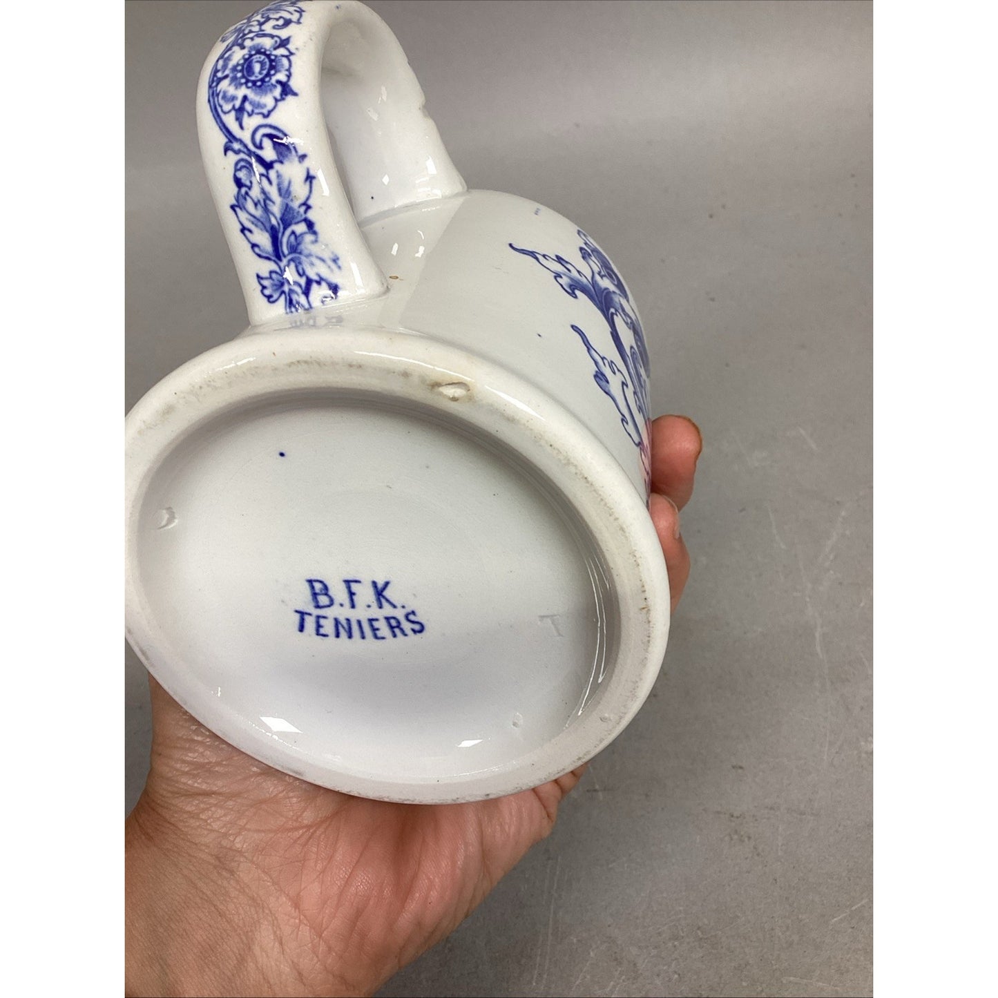 BFK Teniers Vintage Blue White Beer Stein Tankard - No Lid
