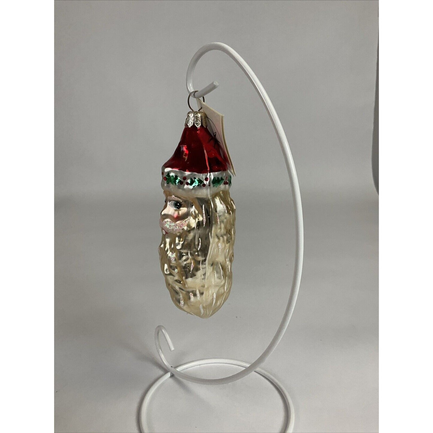 Christopher Radko Ho Ho Ho Santa Claus Head Glass Christmas Ornament 5”