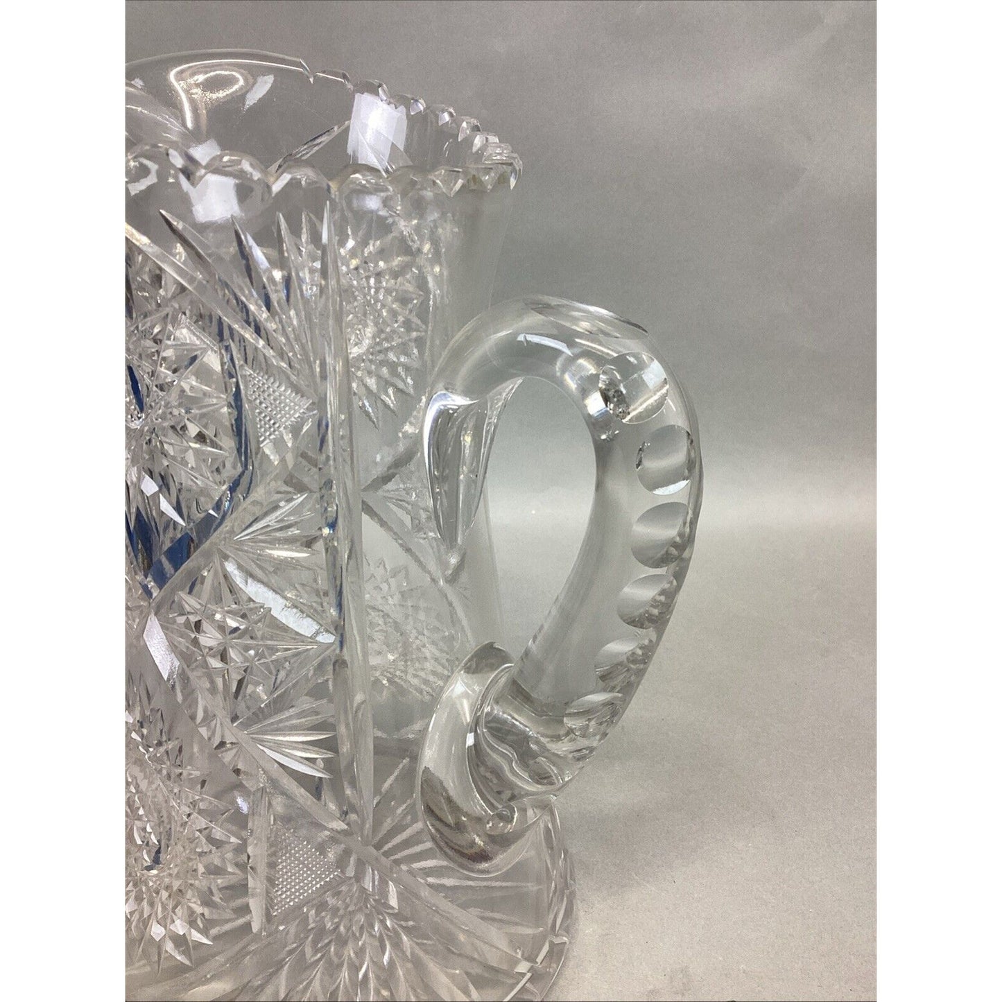 Vintage Decorative American Cut Glass Pitcher - 10”